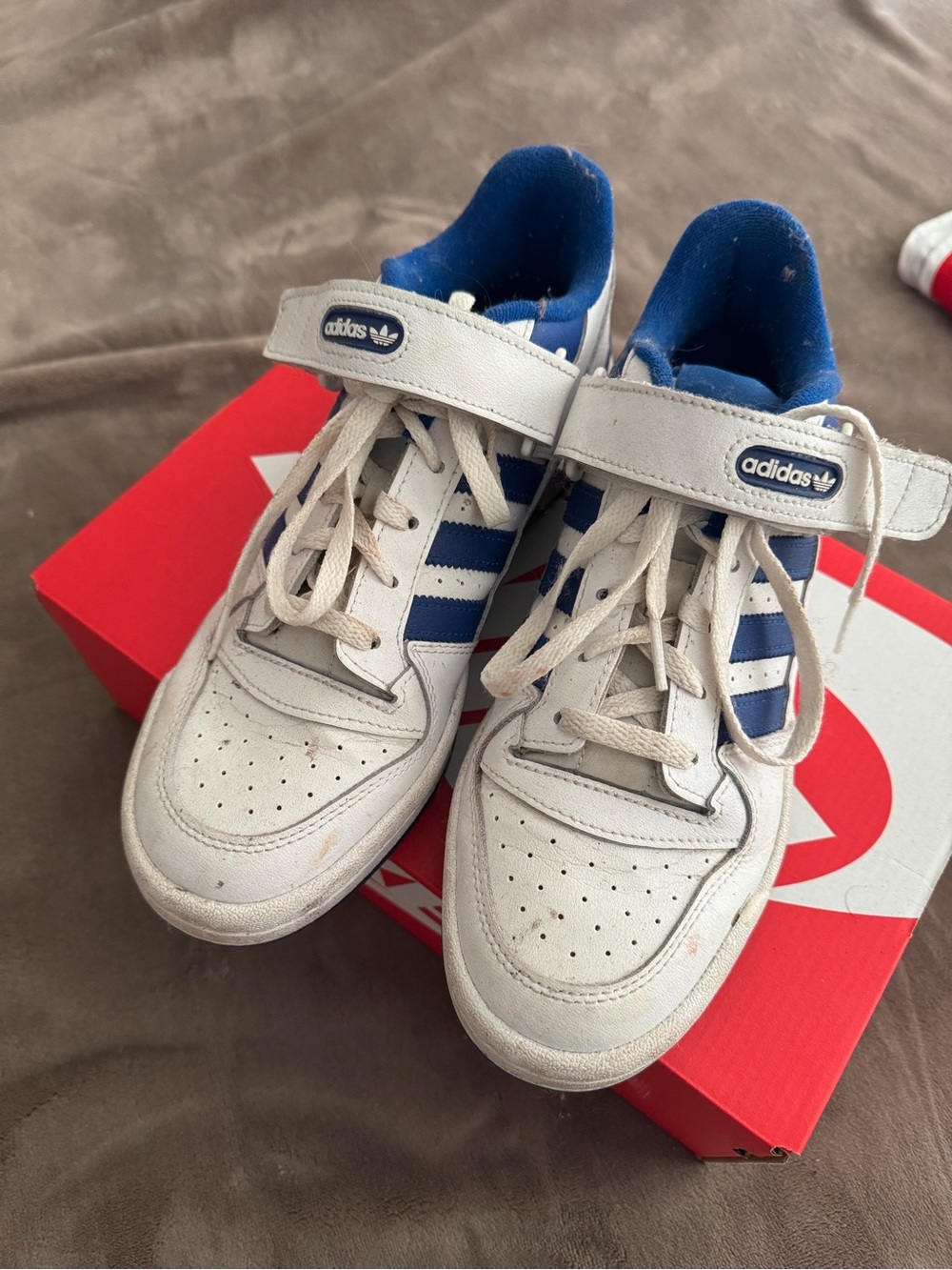 adidas Kids White and Blue Strap Sneakers